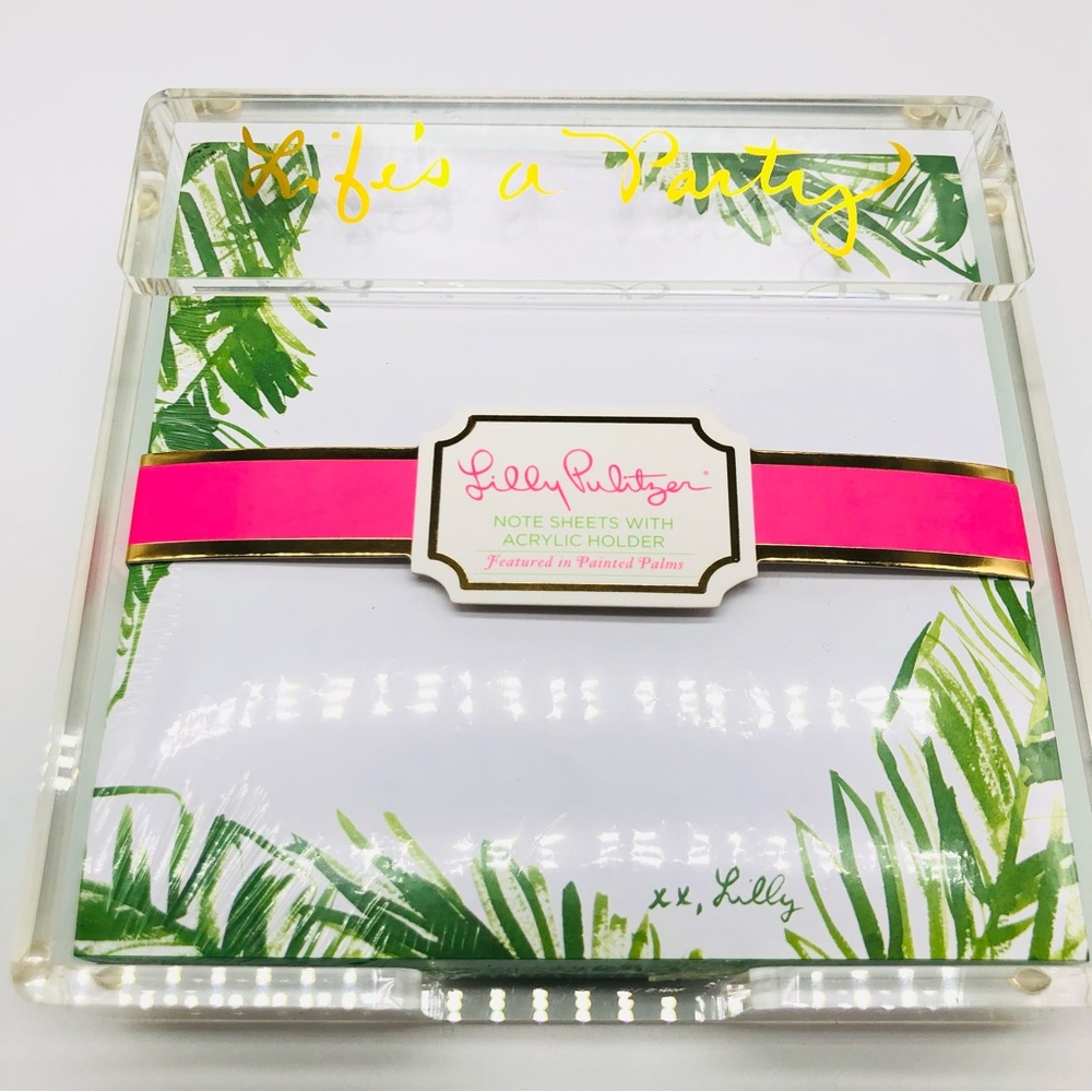 Lilly Pulitzer Note Sheets and Acrylic Holder NWT - Picture 2 of 4